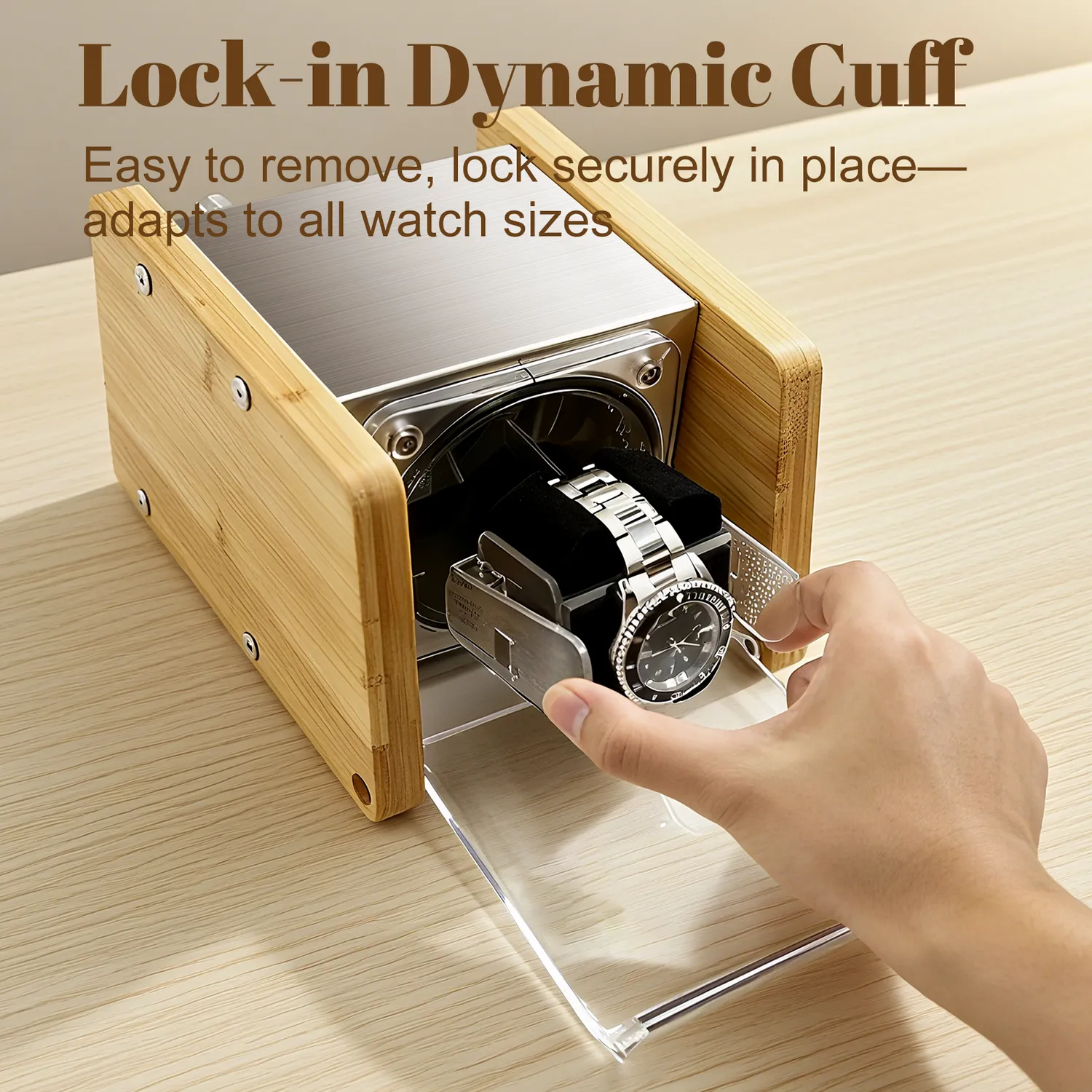 Watch Winder Smith bamboe watchwinder met timer