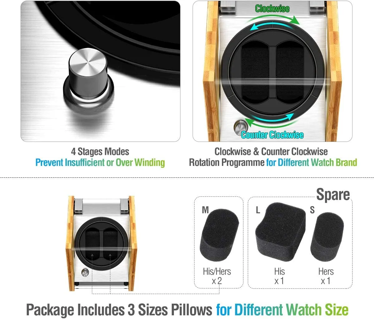 Watch Winder Smith Bamboo watchwinder 2 horloges USB